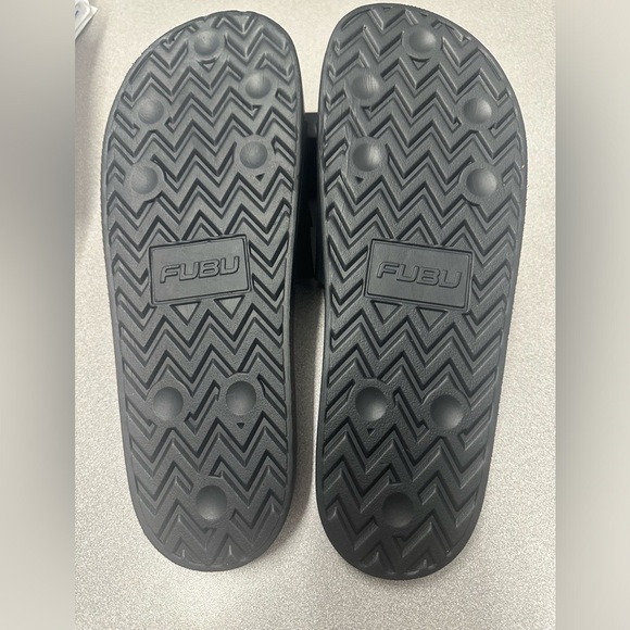 FUBU Men’s Athletic Sport Cushion Court Slide Sandals Black Size 13 - Picture 2 of 7